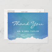 ブルーウォーター色ビーチ結婚式サンキューポストカード ポストカード (正面/裏面)