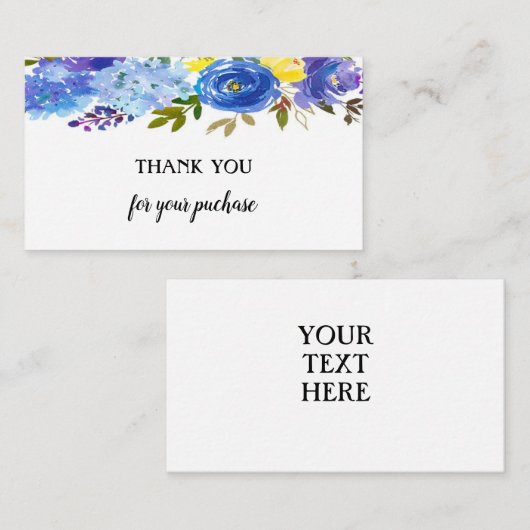 ブルーウォーター色フローラお買い物ありがとう エンクロージャーカード (正面/裏面)