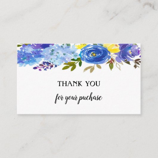 ブルーウォーター色フローラお買い物ありがとう エンクロージャーカード (正面)