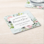 ブルーウォーター色フローラが明日から永遠に始まる スクエアペーパーコースター (アングル)