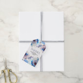 ブルーウォーター色フローラボーホフェザー結婚ズ ギフトタグ (より糸付き)