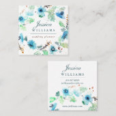 ブルーウォーター色フローラリース名刺 スクエア名刺 (正面/裏面)