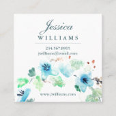 ブルーウォーター色フローラリース名刺 スクエア名刺 (裏面)