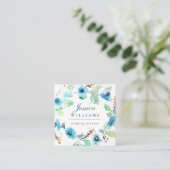 ブルーウォーター色フローラリース名刺 スクエア名刺 (スタンド正面)