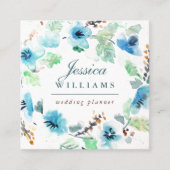 ブルーウォーター色フローラリース名刺 スクエア名刺 (正面)