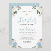 ブルーウォーター色フローラ最初の聖餐式 招待状 (正面/裏面)