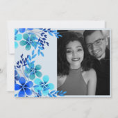 ブルーウォーター色フローラ結婚ズサンキューノート サンキューカード (裏面)