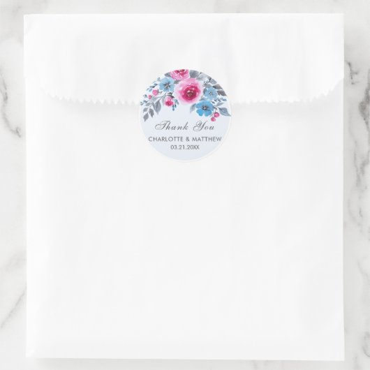 ブルーウォーター色フローラ結婚ズサンキュー ラウンドシール (バッグ)