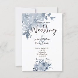 ブルーウォーター色フローラ結婚式招待状 招待状