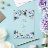 ブルーウォーター色フローラ花嫁プロポーザルのカード アクリル招待状 (インサイチュ (ウェディング))