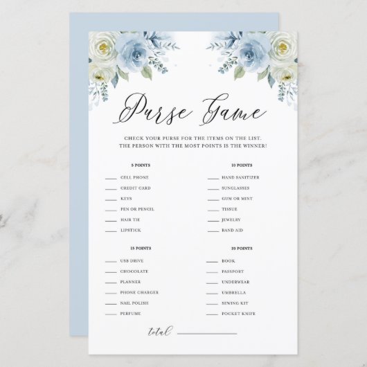 ブルーウォーター色フローラ財布ゲームの内容 (正面/裏面)