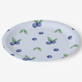 ブルーウォーター色ブルーベリー甘い誕生日 ペーパープレート (アングル)