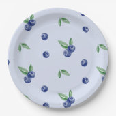 ブルーウォーター色ブルーベリー甘い誕生日 ペーパープレート (正面)