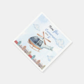 ブルーウォーター色ヘリコプターシティ スタンダードカクテルナプキン (角)
