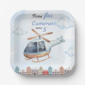 ブルーウォーター色ヘリコプターシティ ペーパープレート (正面)