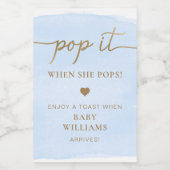 ブルーウォーター色ベビーシャワーお気に入りボトルラベル ワインラベル (シングルラベル)