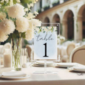 ブルーウォーター色ホワイトローズ結婚のテーブル番号 テーブルナンバー