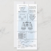 ブルーウォーター色ホワイトローズ結婚のメニュー座席表 (裏面)