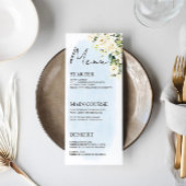 ブルーウォーター色ホワイトローズ結婚のメニュー座席表 メニュー