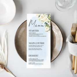 ブルーウォーター色ホワイトローズ結婚のメニュー座席表 メニュー