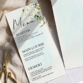 ブルーウォーター色ホワイトローズ結婚のメニュー座席表 メニュー