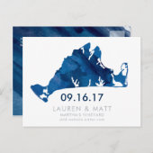 ブルーウォーター色マーサのヴィンヤード日付を保存 案内ポストカード (正面/裏面)