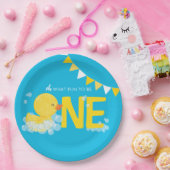 ブルーウォーター色ラバーダックONE誕生日 ペーパープレート (パーティー)