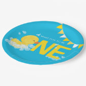 ブルーウォーター色ラバーダックONE誕生日 ペーパープレート (アングル)