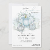 ブルーウォーター色リトルカボチャ男の子ベイビーシャワー 招待状 (正面)