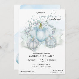 ブルーウォーター色リトルカボチャ男の子ベイビーシャワー 招待状