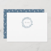 ブルーウォーター色リースモノグラムパターンサンキュー ノートカード (正面/裏面)