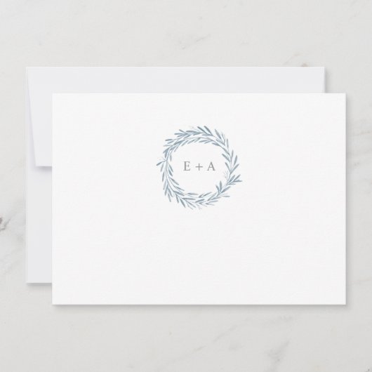 ブルーウォーター色リースモノグラムパターンサンキュー ノートカード (正面)