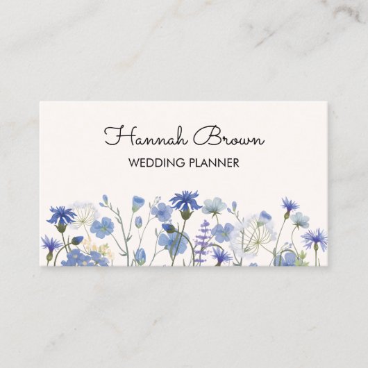 ブルーウォーター色ワイルドフラワーガーデンビジネスカード コーリングカード (正面)