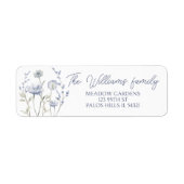 ブルーウォーター色ワイルドフラワーフローラ差出人住所 ラベル (正面)