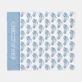 ブルーウォーター色ヴィンテージレトロ乳母車バグカー フリースブランケット (正面(横))