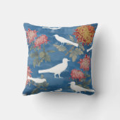 ブルーウォーター色ヴィンテージ花と鳥 クッション (裏面)