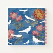 ブルーウォーター色ヴィンテージ花と鳥 ノートブック (裏面)