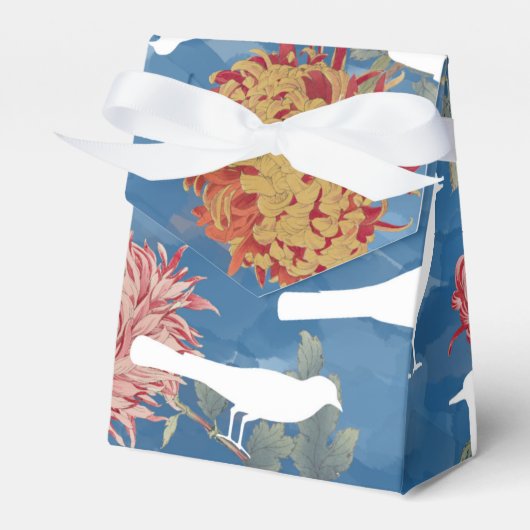 ブルーウォーター色ヴィンテージ花と鳥 フェイバーボックス (正面サイド)