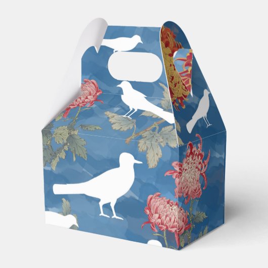 ブルーウォーター色ヴィンテージ花と鳥 フェイバーボックス (裏面サイド)