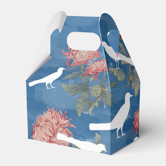 ブルーウォーター色ヴィンテージ花と鳥 フェイバーボックス (正面サイド)