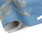 ブルーウォーター色ヴィンテージ花と鳥 ラッピングペーパー (ロールコーナー)