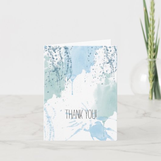 ブルーウォーター色抽象芸術ありがとう サンキューカード (正面)