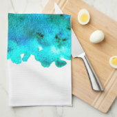 ブルーウォーター色抽象芸術海デザイン キッチンタオル (四つ折り)