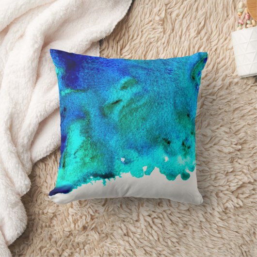 ブルーウォーター色抽象芸術海デザイン クッション (ブランケット)