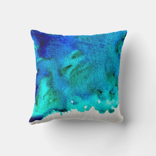 ブルーウォーター色抽象芸術海デザイン クッション (裏面)