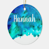 ブルーウォーター色抽象芸術海デザイン セラミックオーナメント (左)