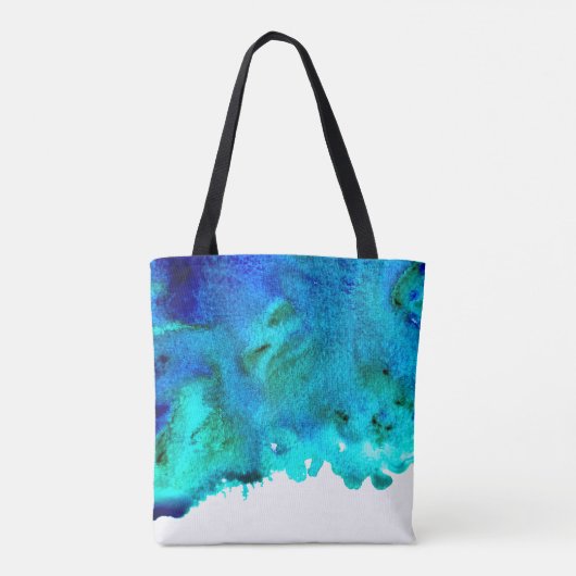 ブルーウォーター色抽象芸術海デザイン トートバッグ (裏面)