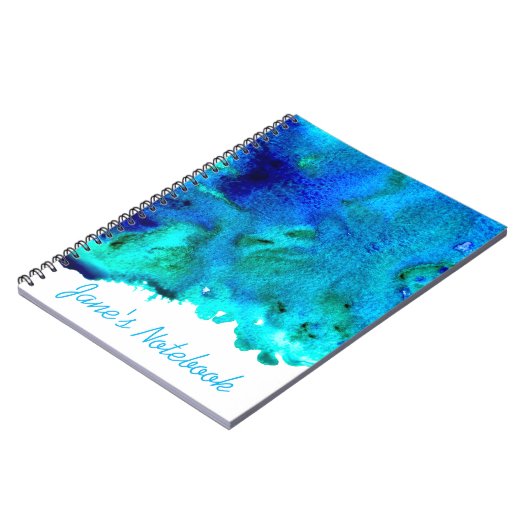 ブルーウォーター色抽象芸術海デザイン ノートブック (左側)