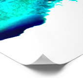 ブルーウォーター色抽象芸術海デザイン ポスター (角)