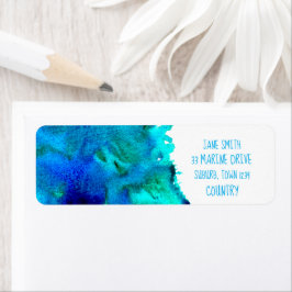 ブルーウォーター色抽象芸術海デザイン ラベル